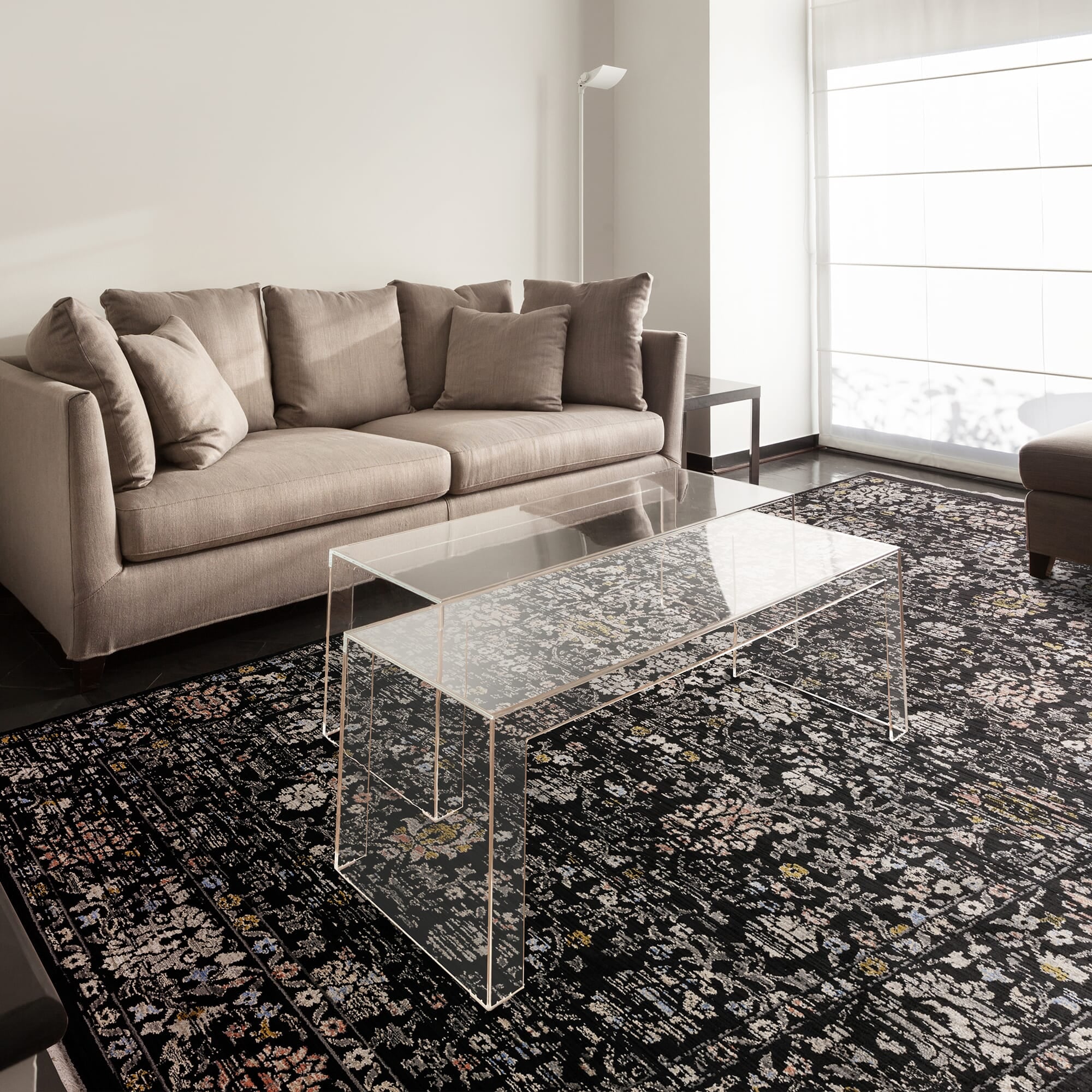 Sovereign Black Vintage Floral Rug