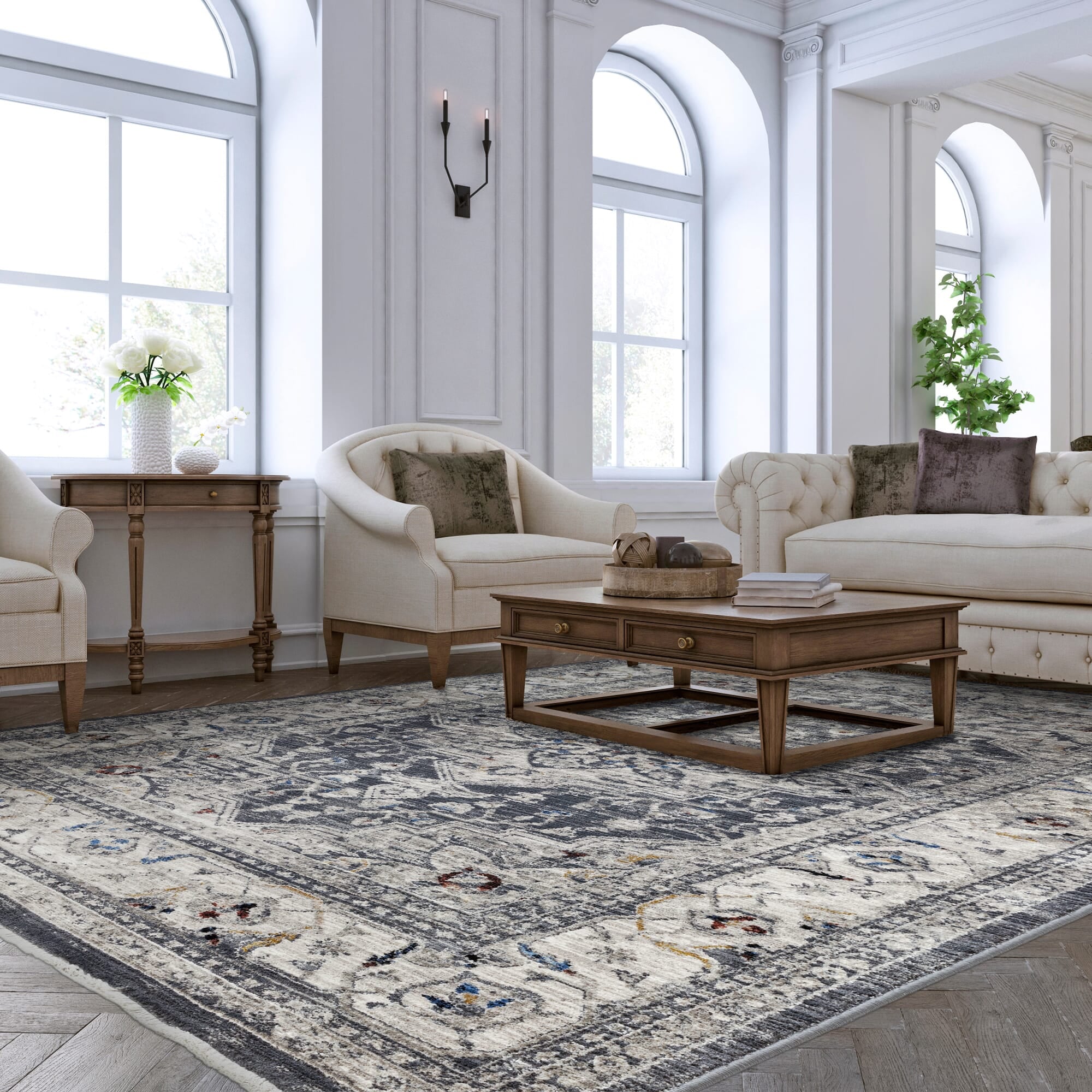 Sovereign Charcoal Medallion Rug